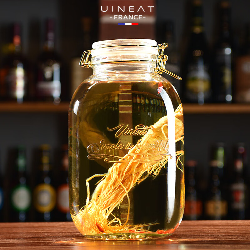 UINEAT Glass Wine Infusion Bottle Sealed Jar Home Brewing Jar 8 Jin Wine Infusion Container with Stainless Steel Wine Carrier Gift