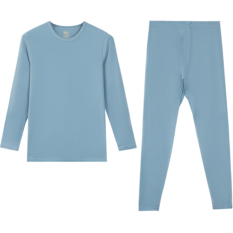 Hodo Home Men's Modal Cotton 40S High Elastic Cloud Feel Thermal Underwear Set Mist Blue 185