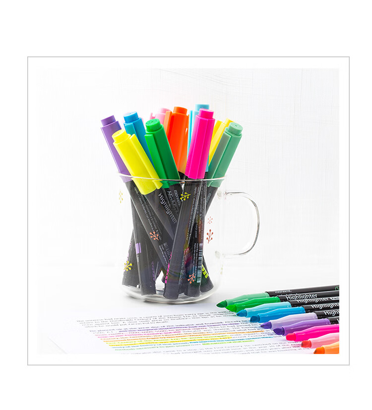 Monami Highlighters for Students, Colorful Markers for Note-Taking And Highlighting, Non-Fading, Light Color Set of 4, 06021Z04-P 10