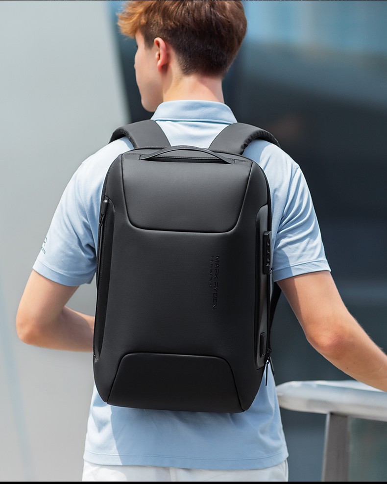 MARK RYDEN Backpack for Men, Password Lock Anti-Theft Large Capacity Casual Travel Sports Car Laptop Bag MR9116 Cool Black 11