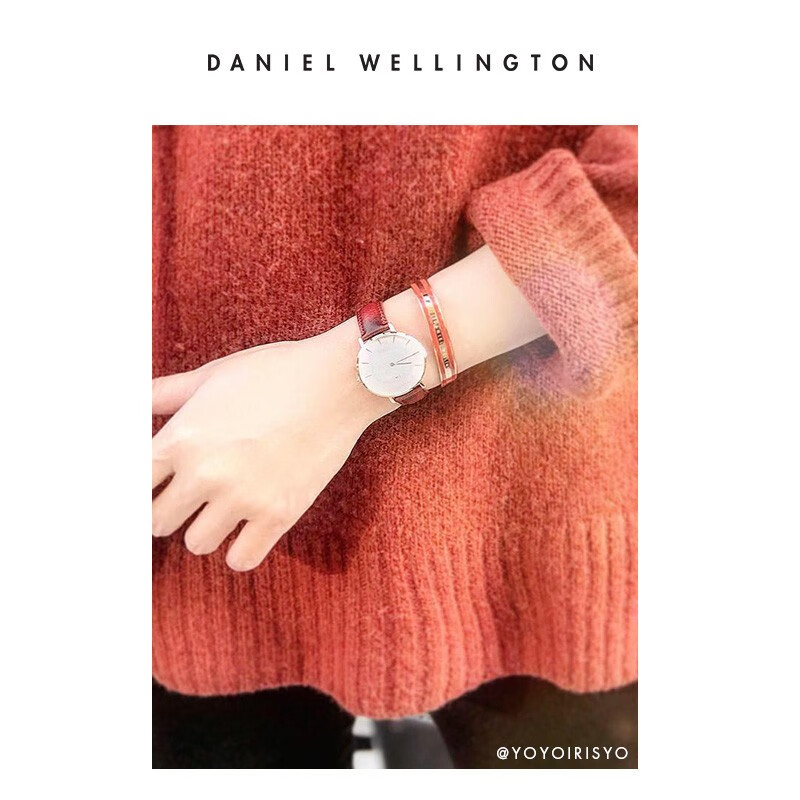 DanielWellington [Limited Time Sale] DW Bracelet for Women, Cherry Red Medium Open Bangle DW013 Birthday Gift