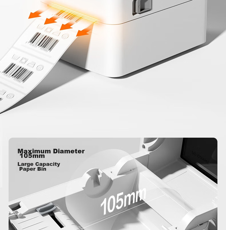 Deli GE350W Thermal Label Printer, Express Delivery Warehouse Logistics Shipping Labels Fixed Assets, 80mm Commercial Office Printing Adhesive Barcode Printer, Mobile Bluetooth Versio 16