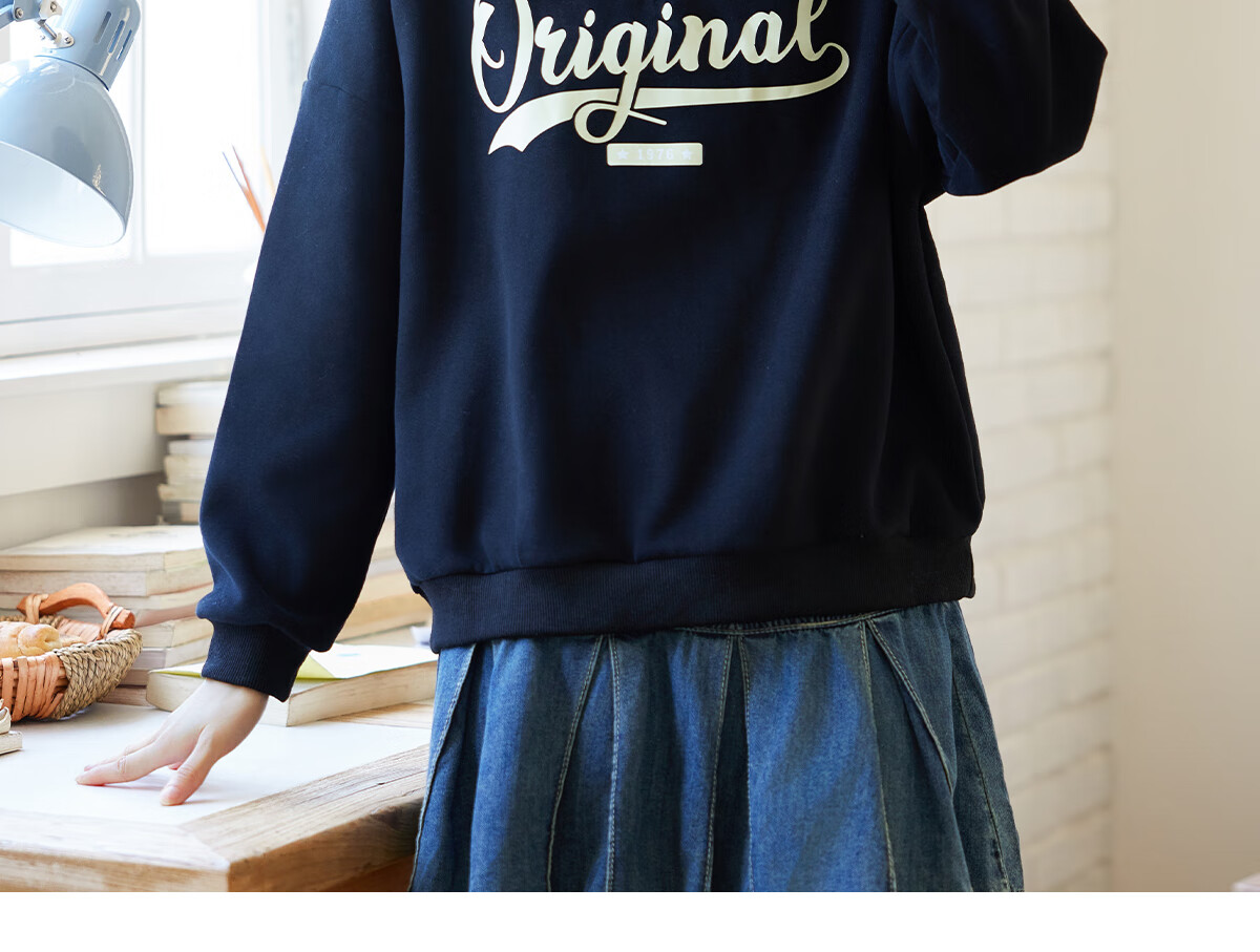 Halo Queen Women's Sweatshirt, Spring And Autumn American-Style POLO Collar, Trendy Letter Print, Loose Casual Pullover, New Product H143W1034 14