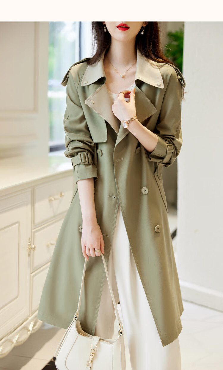 Dme [Suit Collar Trench Coat], Spring And Autumn Commuter Double-Breasted Straight Trench Coat, Women's Long Style 15