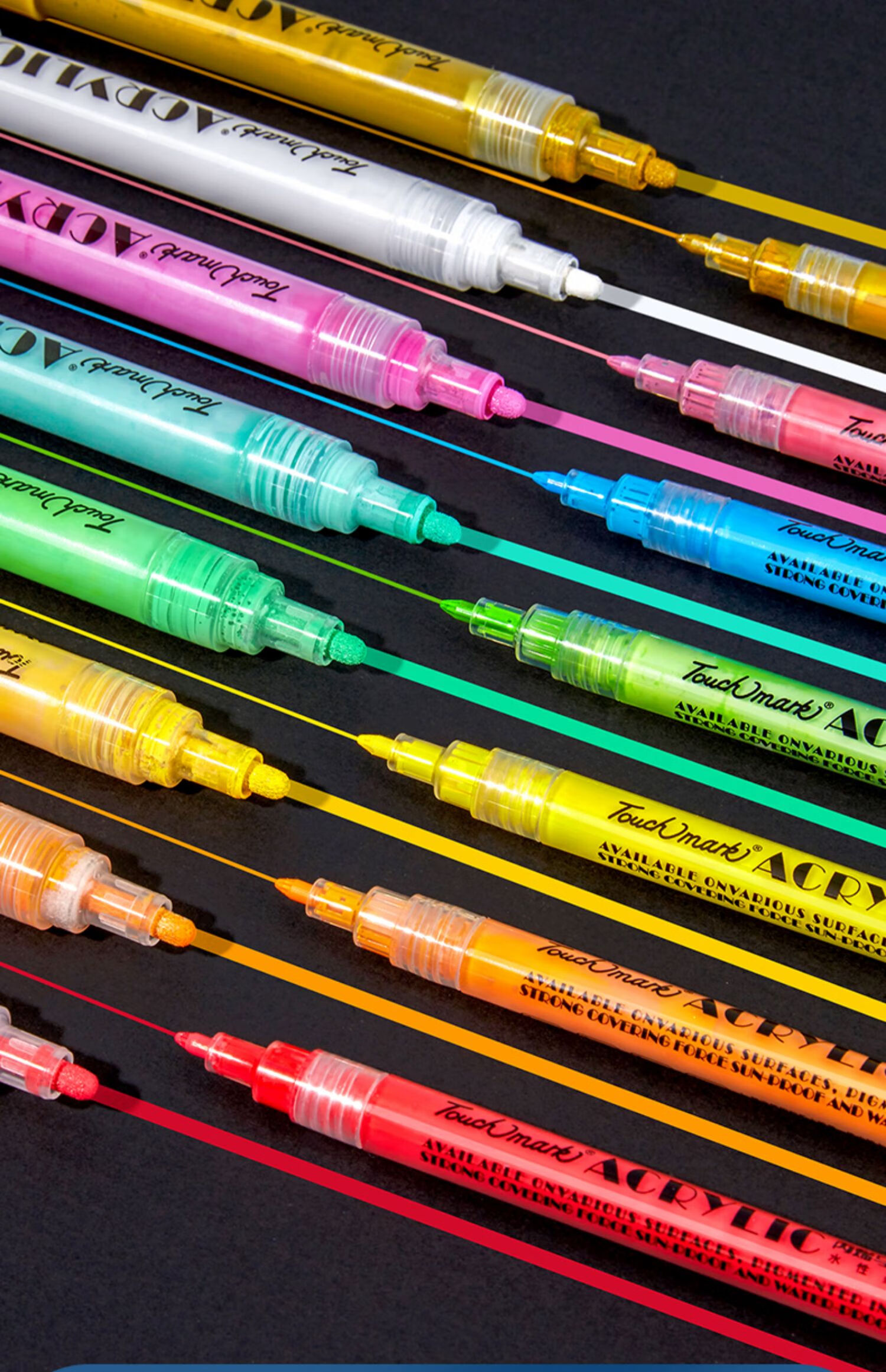 Touch Mark Acrylic Markers, 36 Colors, Children's Doodle Pens, Watercolor Pens, Drawing Brushes, Waterproof Hand-Drawn DIY Acrylic Paint, Specialized Student And Children's Gift, Art Educatio 10