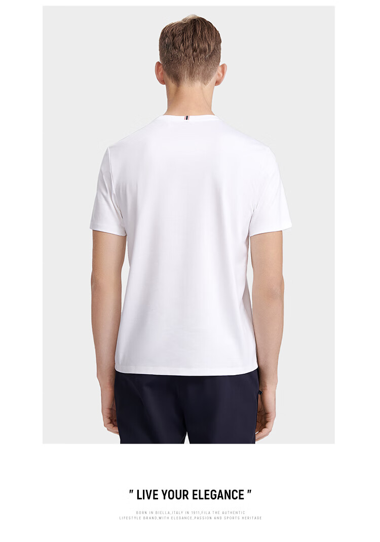 FILA Official Men's Short Sleeve T-Shirt Summer Simple Crew Neck Business Casual Commuter Tee 8