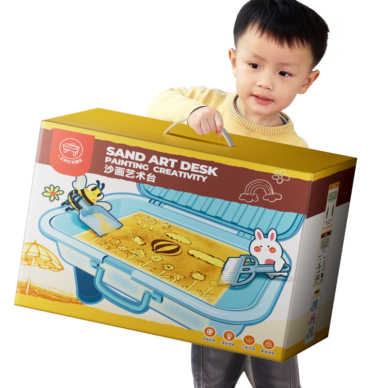 SODEEP Girls' Toy, Boys' Sand Art Box, Baby Birthday Gift, for Ages 1-3 Kindergarten, DIY Handcraft, Parent-Child Interactio