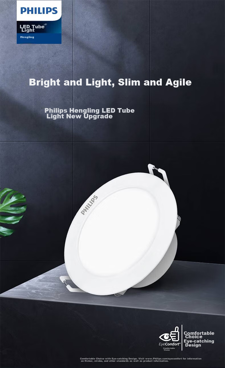 PHILIPS 5.5W LED Ultra-Thin Recessed Downlight for Living Room Ceiling, Cut-Out 85-95mm, Cool White 6500K 1