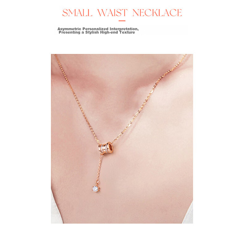 FanciFanci Slim Waist Silver Necklace for Women Rose Gold Luxury Pendant Birthday Gift for Girlfriend 11