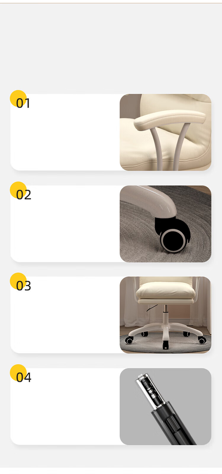 Churong Computer Chair, Home Reclining Lazy Sofa Chair, Comfortable for Long Sitting, Adjustable Height Office Chair, Swivel Nap Ergonomic Chair 5