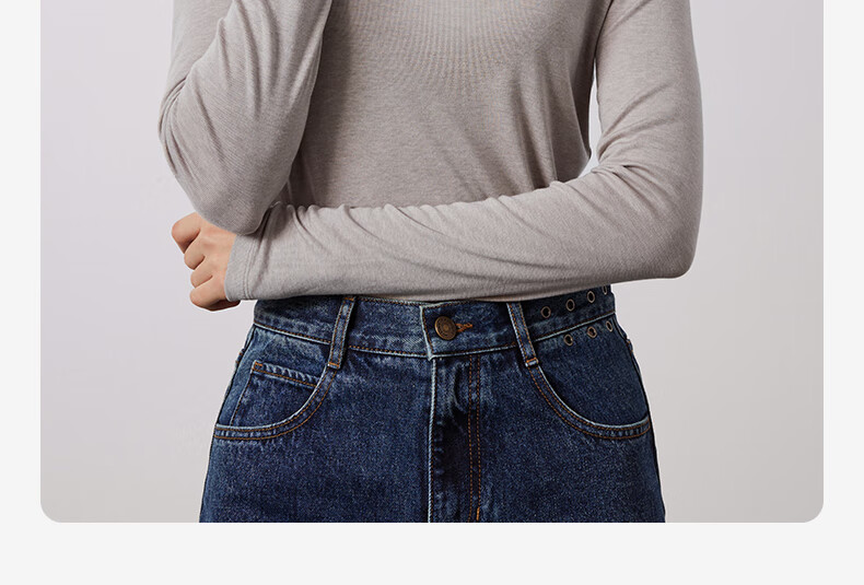 Navigare Women's Turtleneck Slim-Fit Base Layer, High-Elastic Solid Color Long-Sleeve Top 2335084501 43