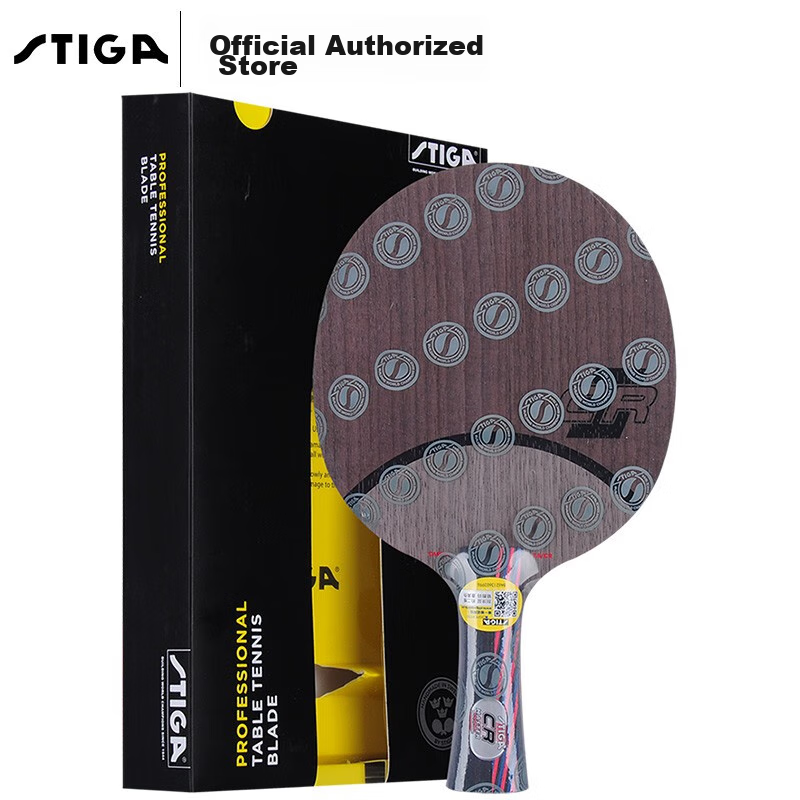 Stiga Carbon Table Tennis Blade Penhold Grip, Red And Black Carbon King 7.6 CR Offensive Type