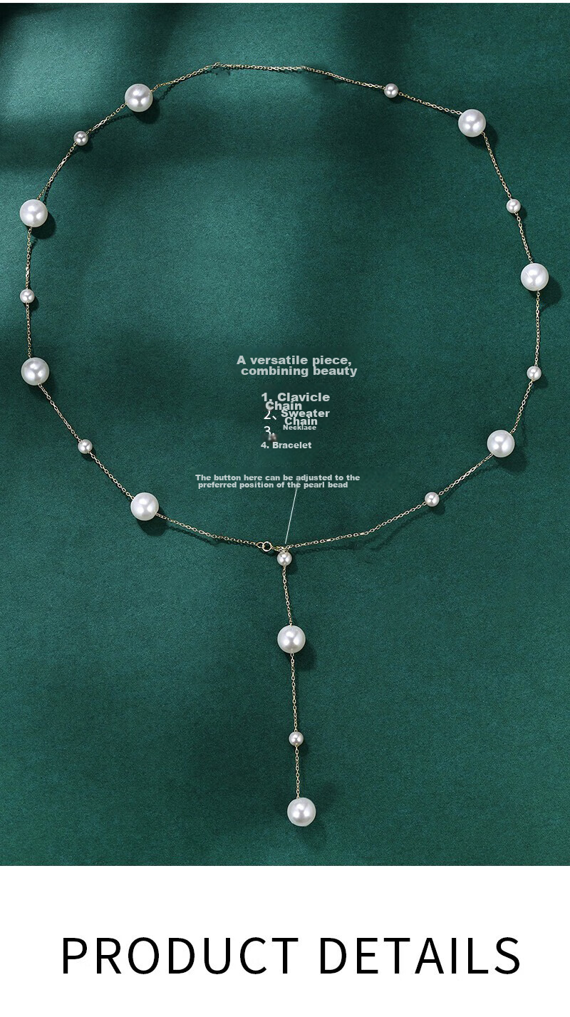 Grace Girl Starry Sky Pearl Necklace for Women, Collarbone Chain, Light Luxury Sweater Chain, Jewelry, Anniversary Birthday Gift for Girlfriend 2