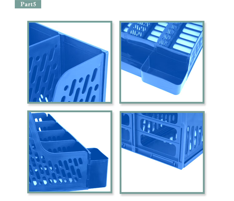 COMIX Thickened File Holder with Pen Cup, Four-Section File Organizer, Durable File Basket Document Rack, Blue B2034 4