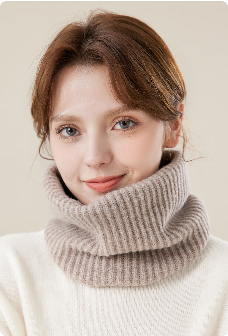 JIUMU Pure Wool Warm Neck Gaiter for Women, Autumn And Winter Thickened Cold-Proof Neck Protector, Women's Neck Warmer, Outdoor Scarf for Winter 14