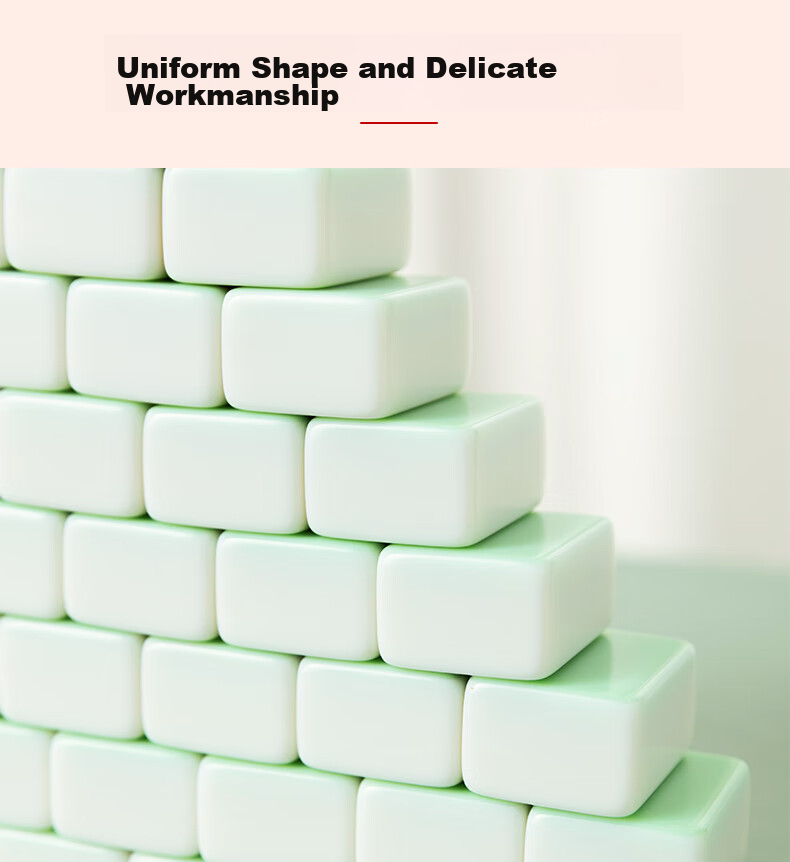 Shangkechengpin Mahjong Tiles, 42mm Gradient Light Pink, 144 Pieces, Home And Travel Hand-Rubbed Mahjong Set, Luggage-Friendly 3
