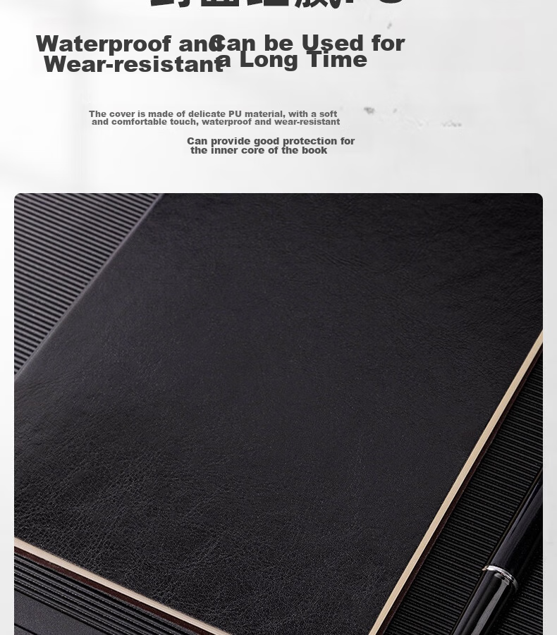 Deli 25K 80-Sheet Classic Business Leather Notebook, Soft Cover with Pasted Pages, Meeting Journal Diary Notebook, 205mm*143mm, Black, 7995 6