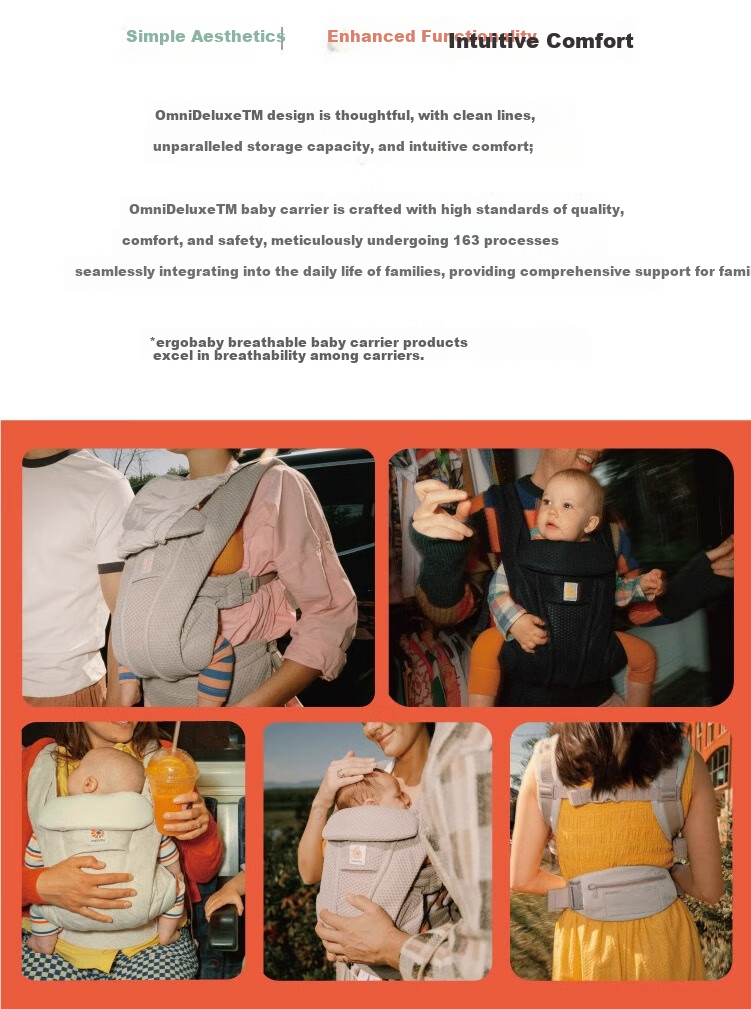ERGObaby Deluxe Upgraded Breathable All-Net Carrier with Comfortable Seat Cushion, Camel Color, from USA 2