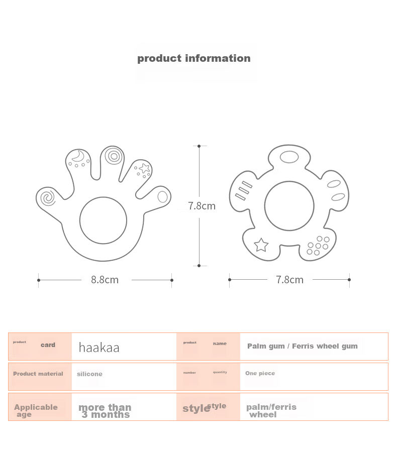 Haakaa Large Palm Teether 0-6 Months Baby Chew Toy Boilable Pacifier Hand Sucking Prevention Soothing Toy 16