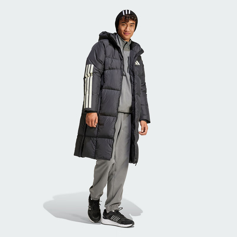 Adidas Men's Clothing, Warm Long Winter Coat, Three-Striped Casual Hooded down Jacket, JG3840 L 3