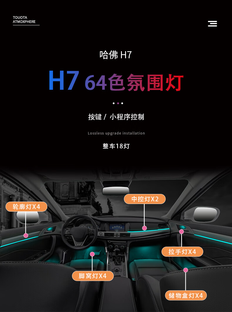 长城哈弗h6氛围灯h6coupe第三代f7x大狗f5初恋赤兔m6车内饰灯装饰灯