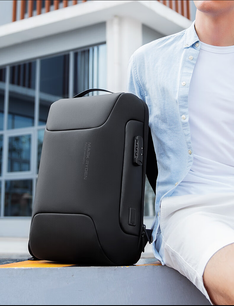 MARK RYDEN Backpack for Men, Password Lock Anti-Theft Large Capacity Casual Travel Sports Car Laptop Bag MR9116 Cool Black 6