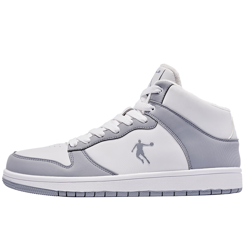 QIAODAN Men's Sneakers, Leather Upper, Air Force One Style, High-Top Skateboard Shoes, Casual Footwear