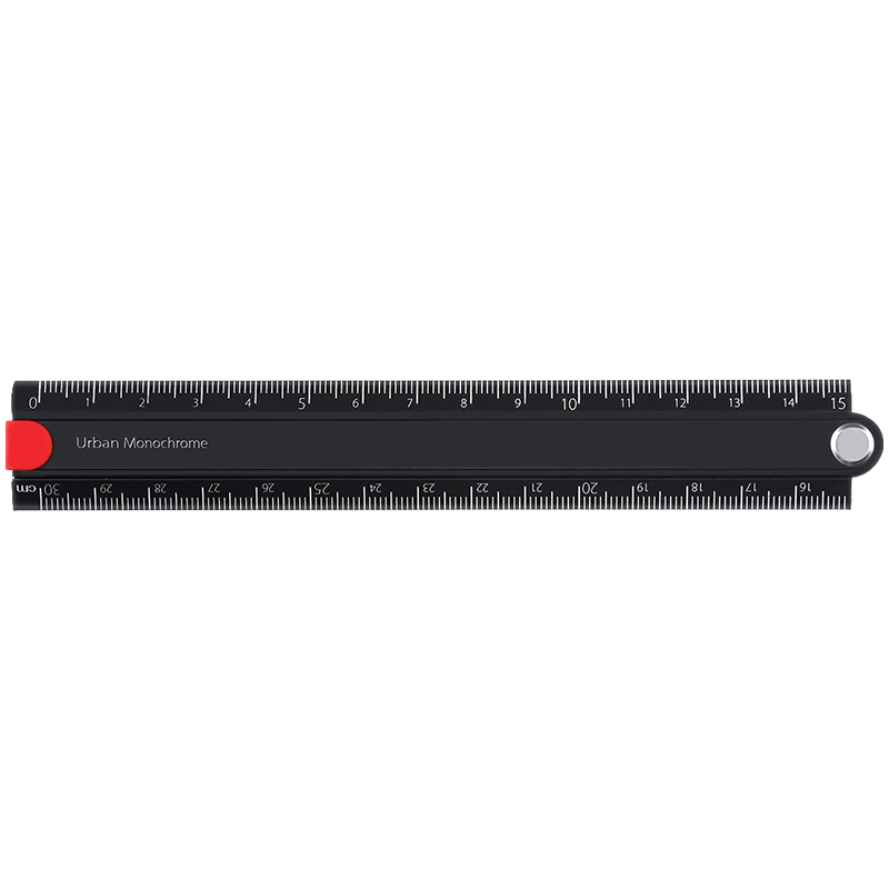 KOKUYO Urban Impression Student College Entrance Exam Folding Aluminum 30cm Straight Ruler, 160*24*3mm, Black, WSG-CLUW30D