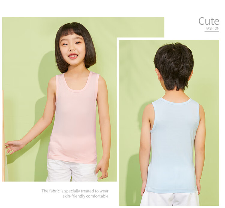 THREEGUN Children's Clothing Class A Modal Undershirt Vest for Girls And Boys Students 15
