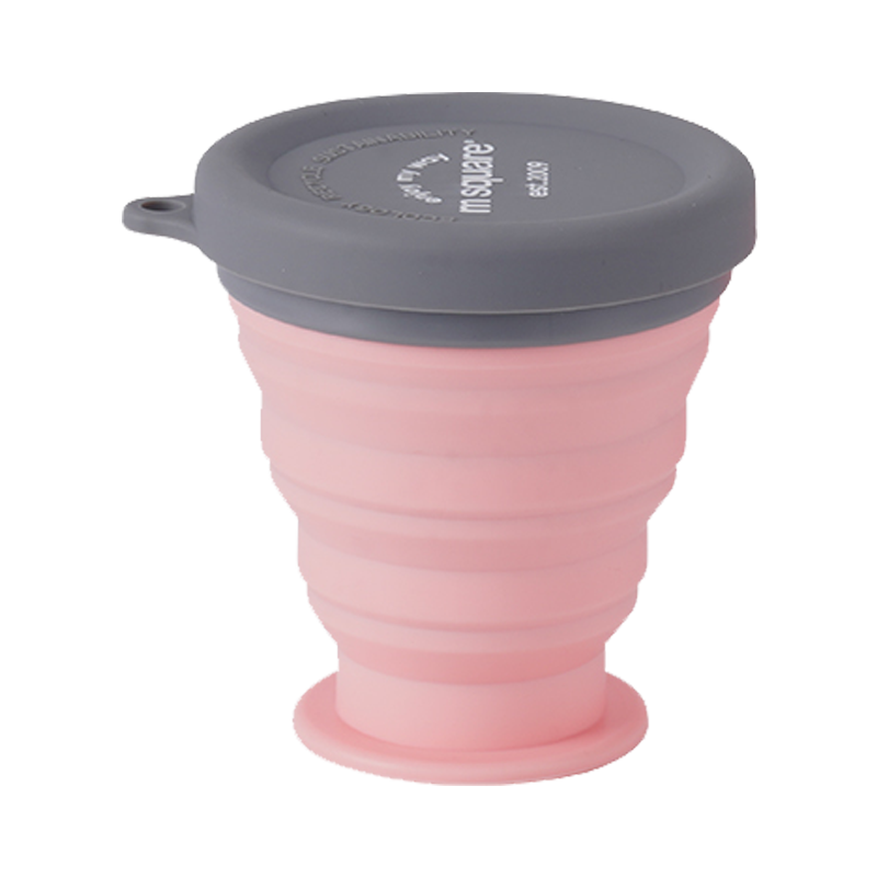 M Square Folding Cup, Portable Travel Silicone Cup And Bowl, Food-Grade Ramen Bowl, Camping Outdoor Picnic Baby Bowl, Cherry Blossom Pink