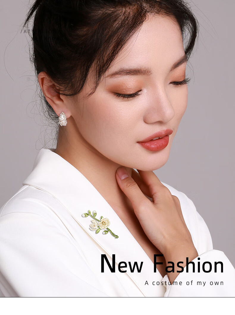 Qlady White Orchid Brooch, High-End Women's Pin, Fastens Clothes, Accessories for Cheongsam, Brooch Clasp, Mid-Autumn Festival Gift 1