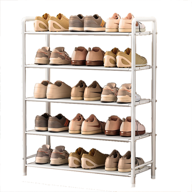Anerya Iron Shoe Rack, Multi-Tier Storage Shelf for Entryway, Space-Saving for Dormitory And Rental Apartments, Multifunctional Shoe Cabinet for Home Use, 5 Tiers, White