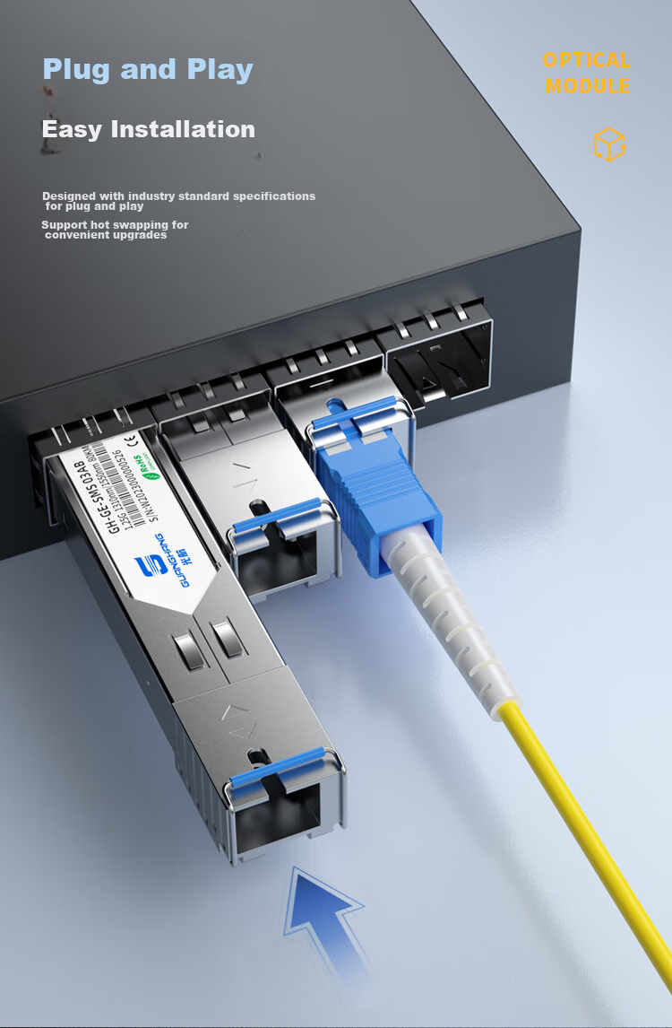 Guanghang Gigabit Optical Module SFP Optical Module 1.25G Single-Mode Optical Module Single-Mode Single-Fiber 1310nm/1550nm, 3KM, SC Interface One Pair GH-GE 5
