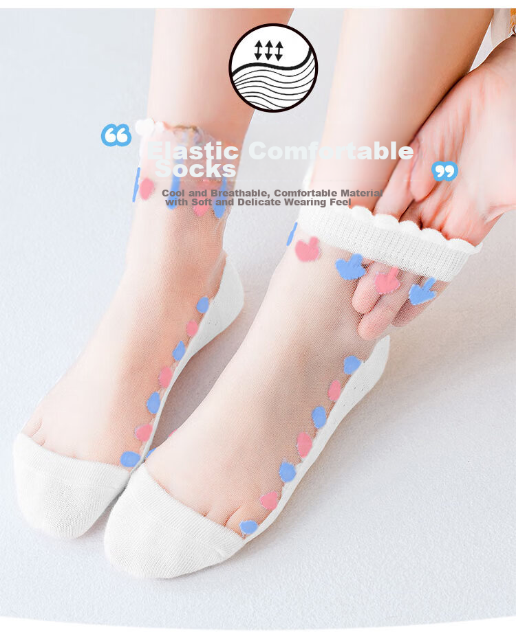 LangSha Children's Socks, Girls' Summer Ultra-Thin Crystal Socks, Versatile Lace Short Socks for Girls And Toddlers 3