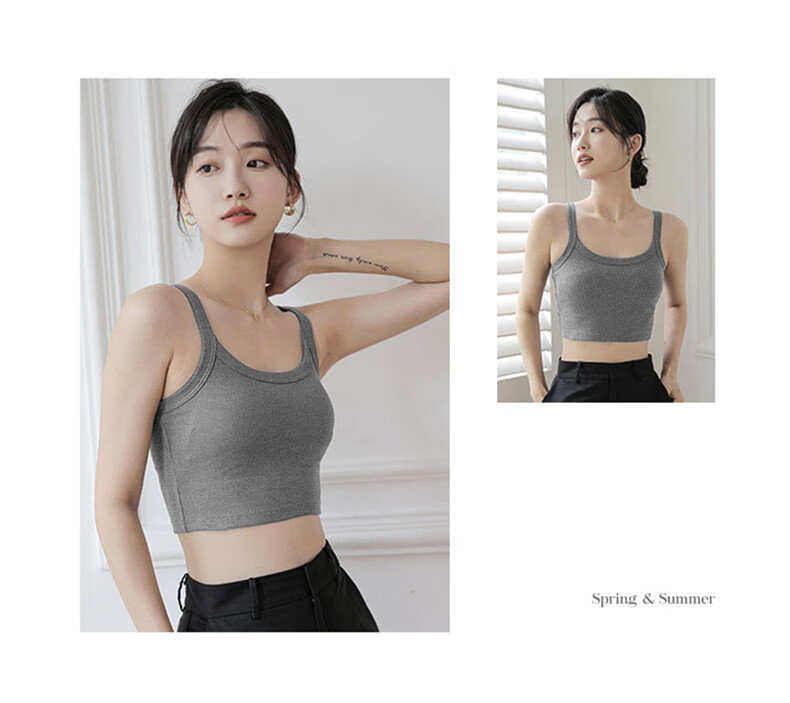 LangSha Camisole Tank Top for Outer Wear, Lightweight Summer Underwear Vest for Women with Built-In Bra Pads, Integrated Bralette, Inner Layering Camisole 19