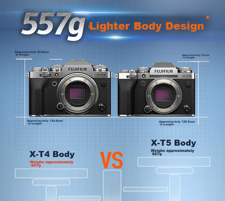 FUJIFILM X-T5/XT5 Mirrorless Camera Body Only, 40.2 Megapixels, 7-Stop Five-Axis Image Stabilization, 6K30P Video, Classic Mechanical Dial, Silver 24