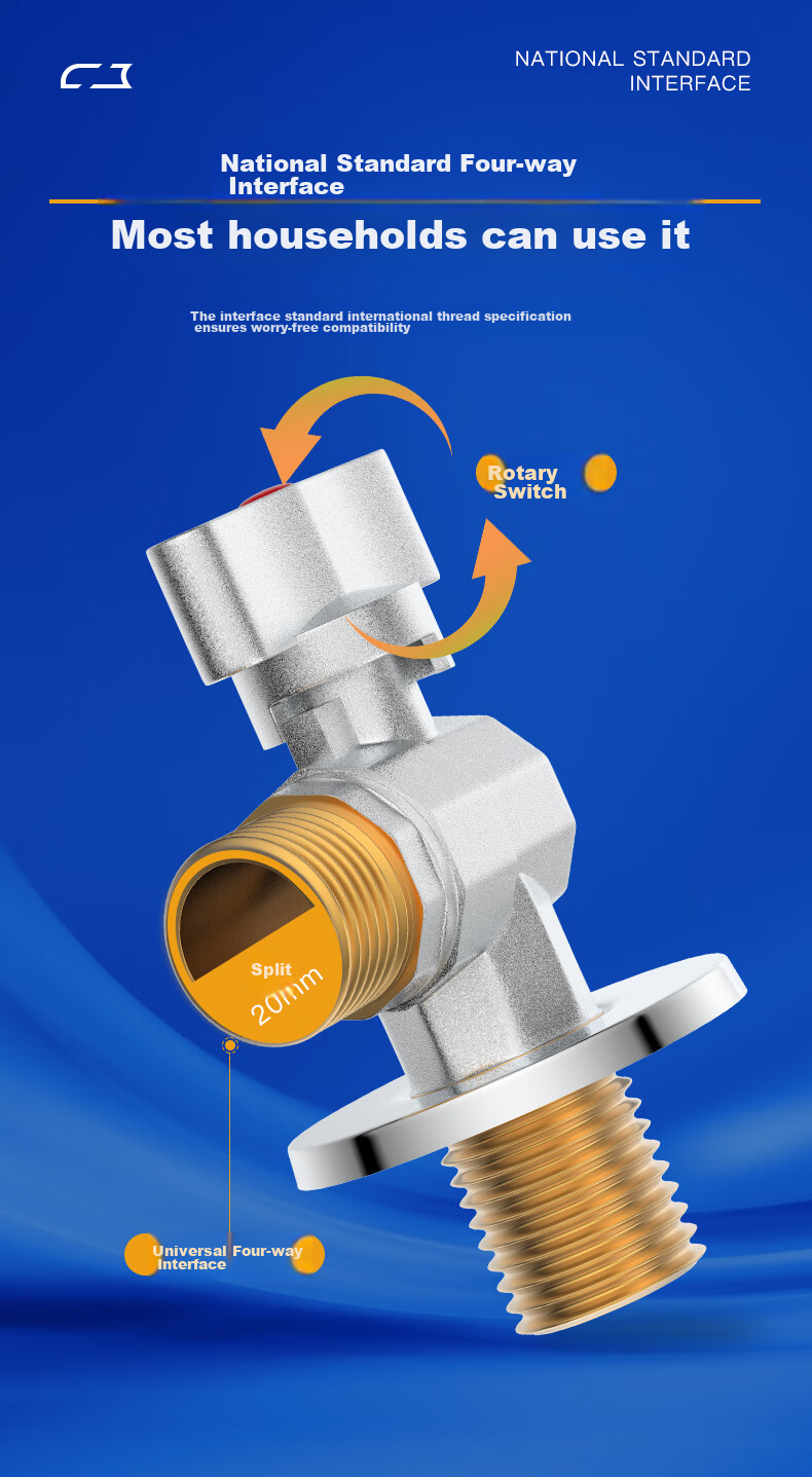 KEGOO High Flow Angle Valve Gas Water Heater Ball Valve 1/2 Inch Brass Foot Valve for Hot And Cold Water, 2-Pack K6006 8