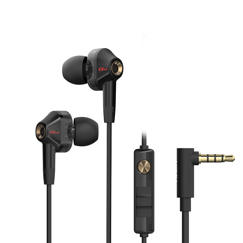 EDIFIER HECATE GM360 In-Ear Wired 3.5mm Dual Dynamic Four-Core Karaoke Music Headphones with Microphone for Computer, Mobile Phone, Line Control, Gaming And PUBG In-Ear Headphones, Black And Gold Color