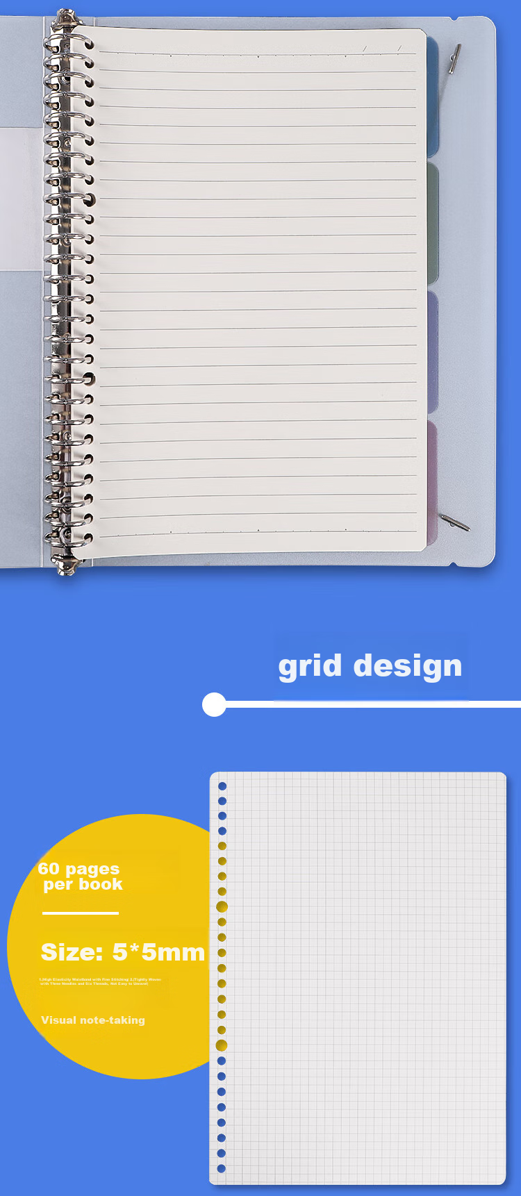 M&G [1 Book/square] A5/60-Page Loose-Leaf Notebook with Removable Pages, White Transparent Cover, Matte Finish, Essential for Middle And High School Students' Homework, Back-To Essential HA5600B 5