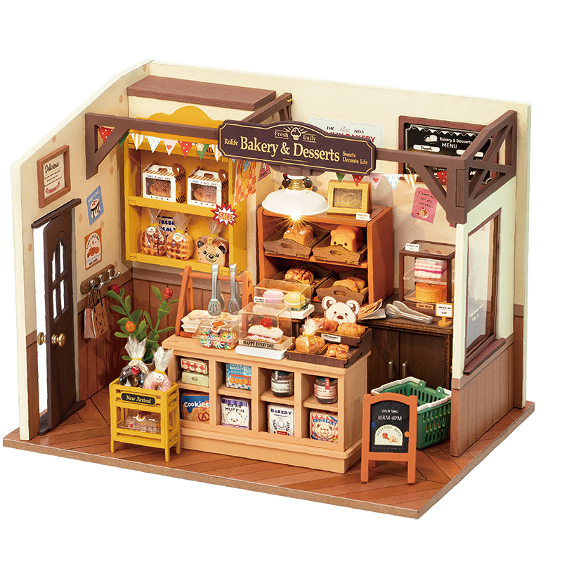 Rolife DIY Miniature House Bakery, Adult Building Block Toy Model, Children's Mid-Autumn Festival Birthday Gift for Girls
