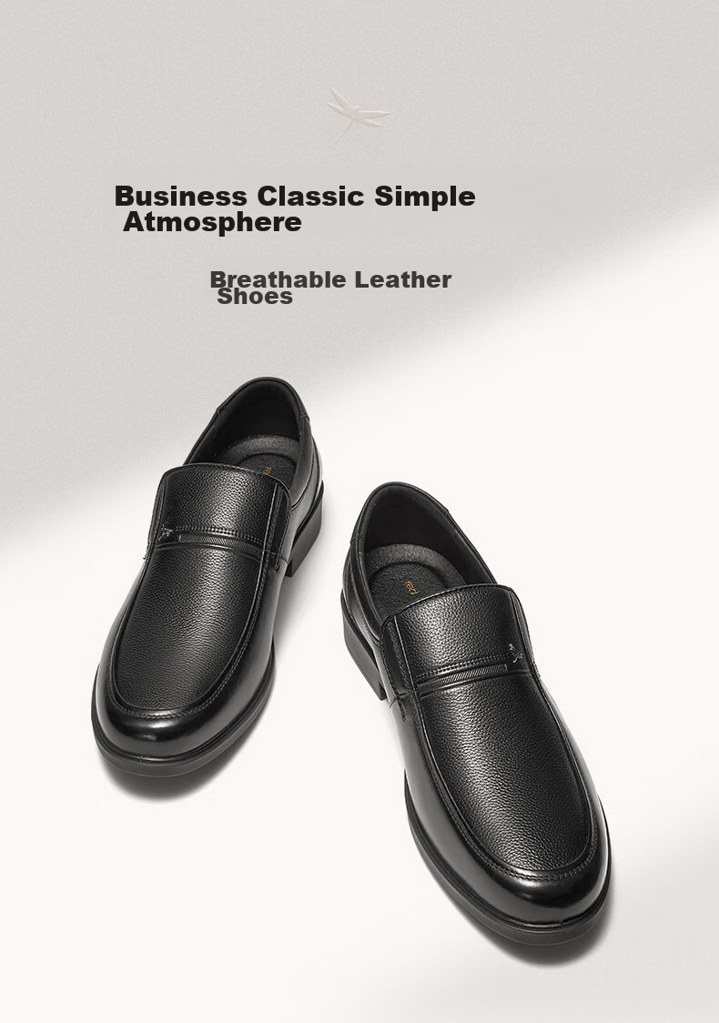 RED DRAGONFLY Leather Slip-On Dad Shoes, Casual Shoes for Men, Business Leather Shoes for Men, WTA23336, Black, Size 44 1