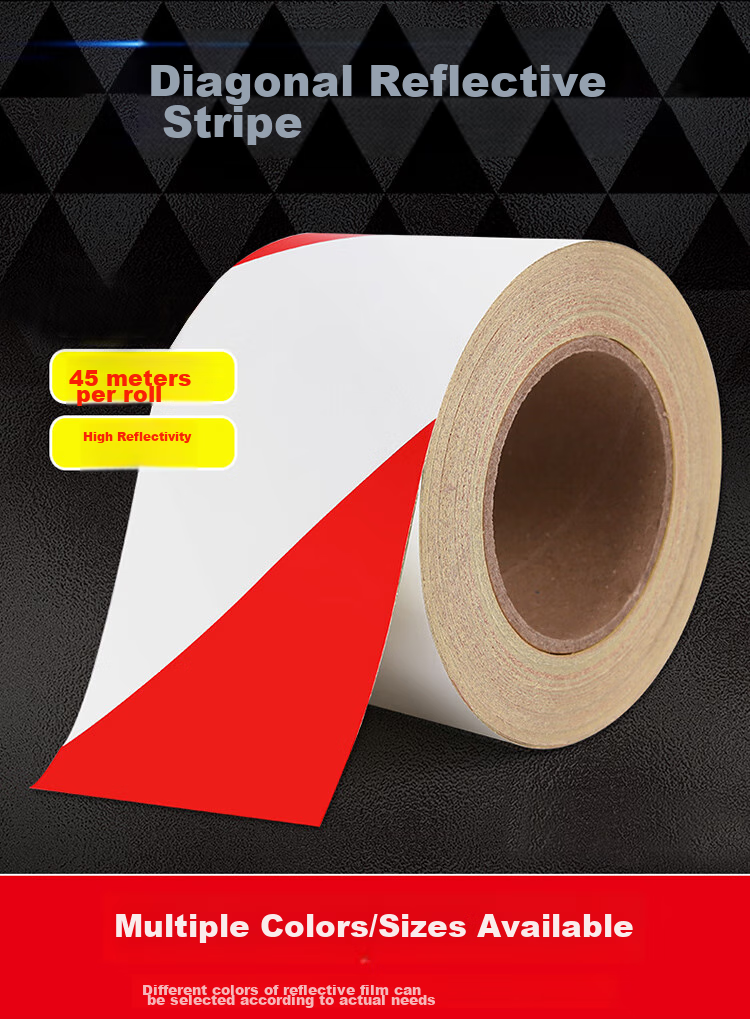 Zhunhang Reflective Stickers, Warning Tape, Caution Line, Floor Stickers, Fire Safety Isolation Tape, Reflective Film, Red And White Diagonal Patter 1