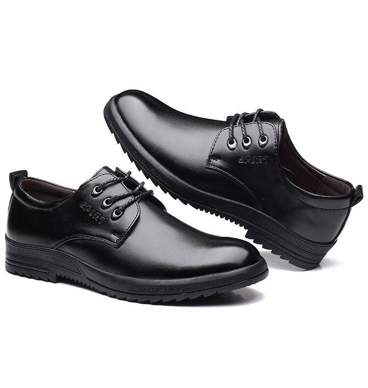 BEIOUTU Men's Business Casual Leather Shoes, Formal Comfortable Low-Top Lace-Up British Style Men's Shoes, 581 Black, Size 43 10
