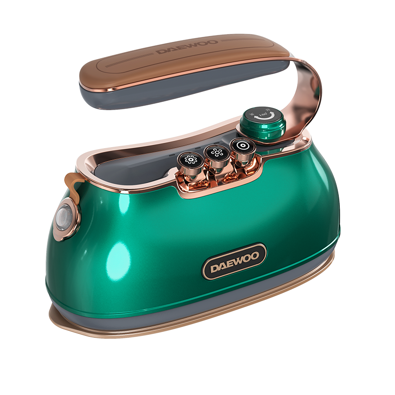 DAEWOO [Retro High-Quality] Handheld Garment Steamer, Home Ironing Machine, Electric Iron, Small Star-Shaped Turbo Steam, Portable Travel-Sized Antibacterial HI-036, Heben Gree