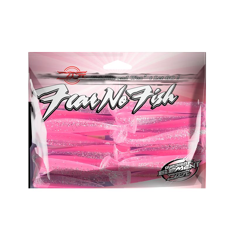 Erciyuan Lure T-Tail Single-Tail Soft Bait, Freshwater Lure Artificial Bait, Bionic Imitation Bait for Bass, Mandarin Fish, Topmouth Culter, 6.5cm Starlight Pink T-Tail (20 Pieces/bag)