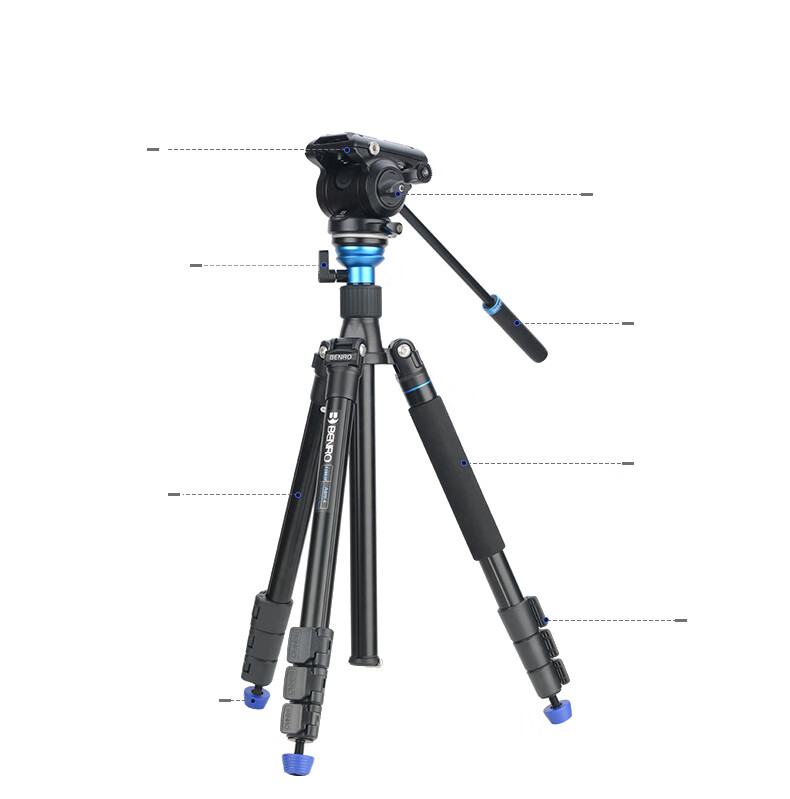 Benro A2883FS4N DSLR Video Tripod with Professional Camera Hydraulic Handle, Pan-Tilt Head, Adjustable Level Ball Bowl, Monopod Tripod Kit 4