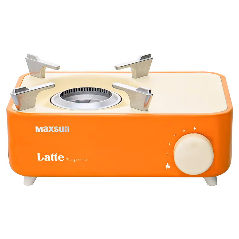 Jauto MAXSUN Portable Cassette Stove, Latte Self-Driving Mini Butane Camping Stove, Gas Stove, 2.1kw, Orange
