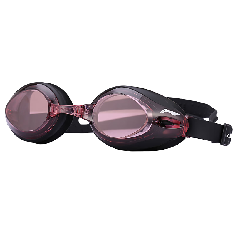 Li-Ning Swimming Goggles, High Definition Anti-Fog Large Frame Swim Glasses for Nearsightedness, Waterproof Diving Goggles for Men Women Adults Children LNJT623-10 Jujube Red