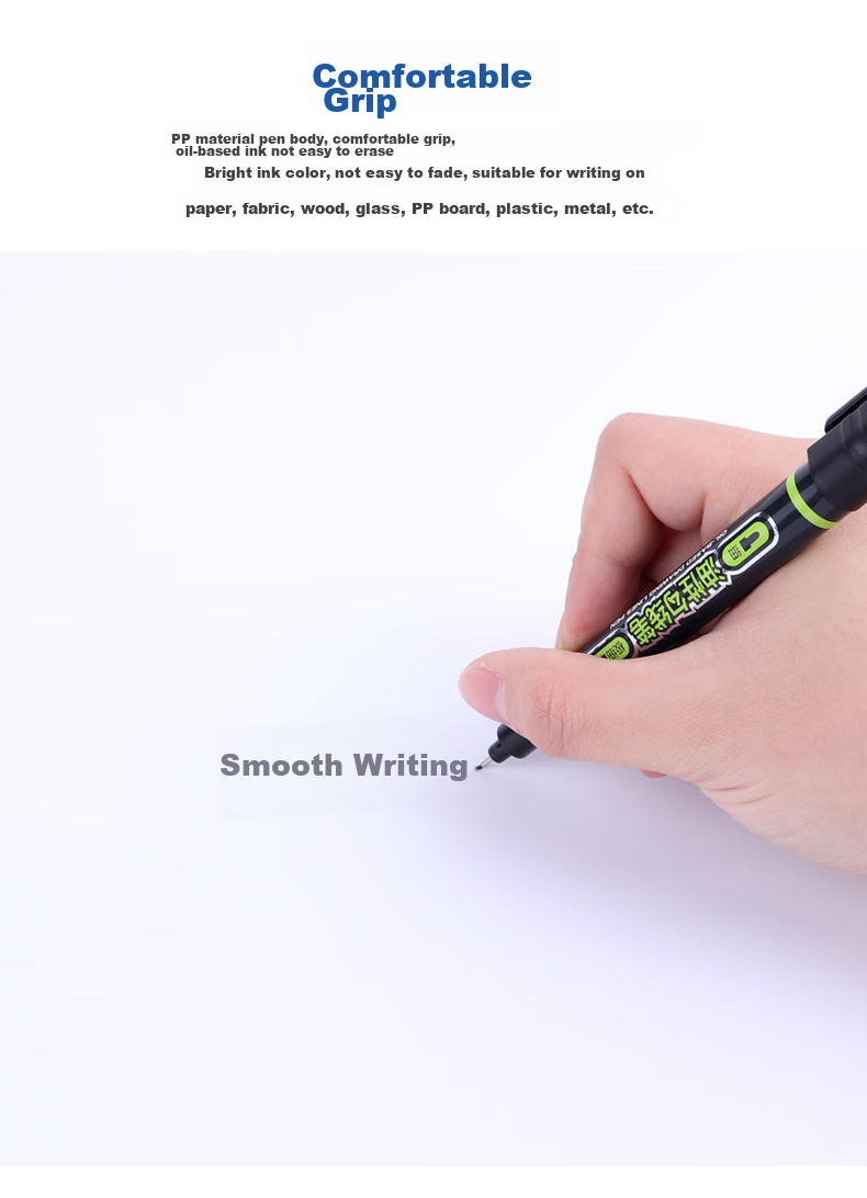 BAOKE MP2915 Dual-Tip Fine And Thick Oil-Based Marker Pen for Meetings And Signatures, Black, 12 Pens Per Box 4