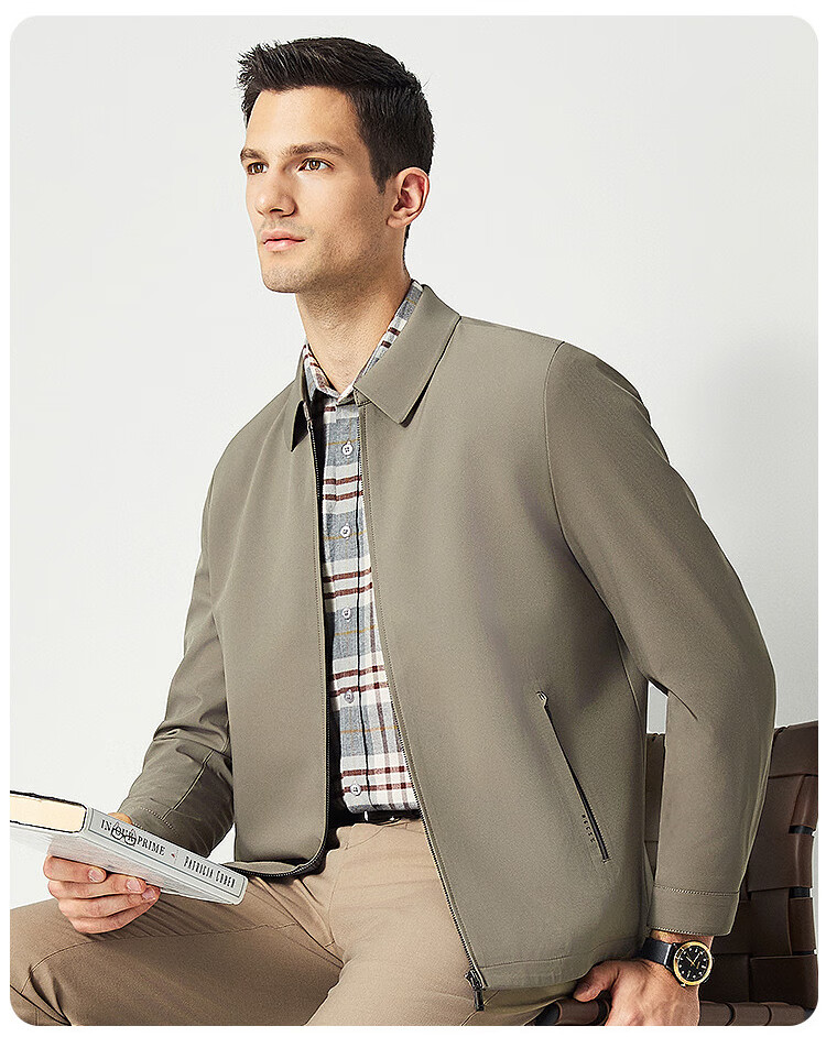 FIRS Lapel Jacket for Men, Business Casual Simple Wrinkle-Resistant Windproof Warm Zip-Up Cardigan Jacket Outerwear for Me 1